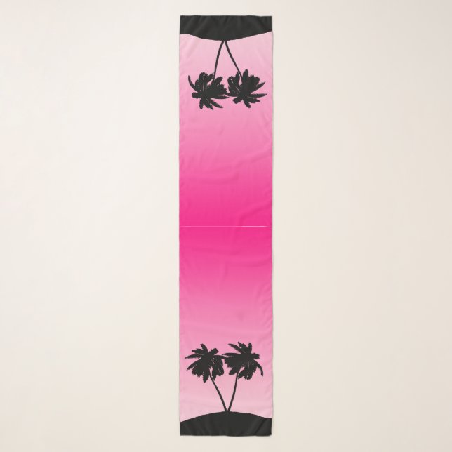 Palm Tree Silhouette on Dawn Pink Scarf (Front)