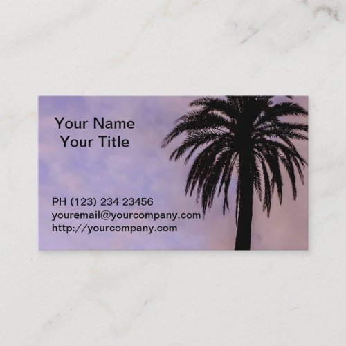 Palm Tree Silhouette Purple Sky Business Card