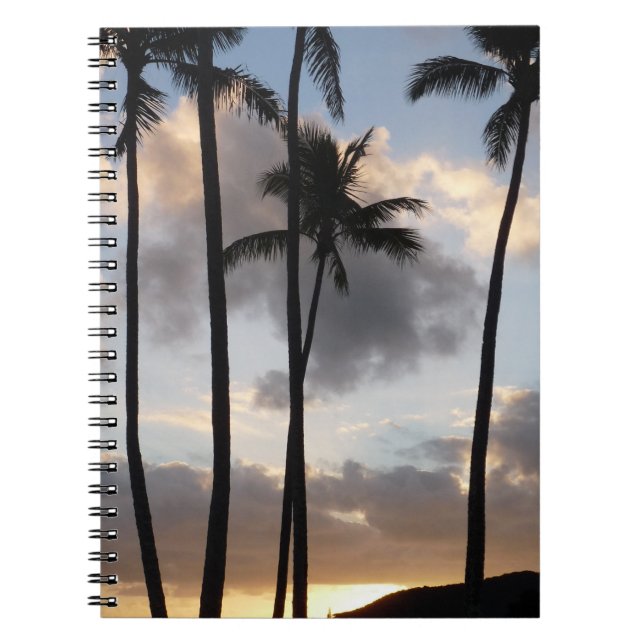 Palm Tree Silhouettes in Hawaii Notebook (Front)