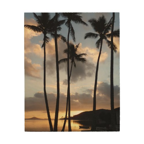 Palm Tree Silhouettes in Hawaii Wood Wall Art