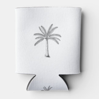 Palm Tree Sketch Black Can Cooler