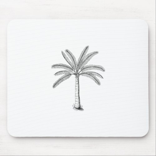 Palm Tree Sketch Black Mouse Pad