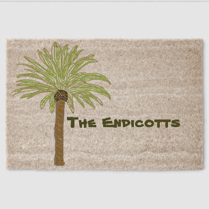 Palm Tree Sketch Fiber Doormat