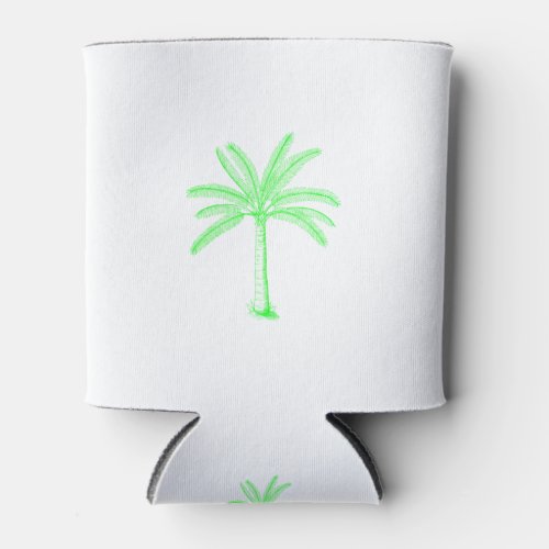 Palm Tree Sketch Green Can Cooler