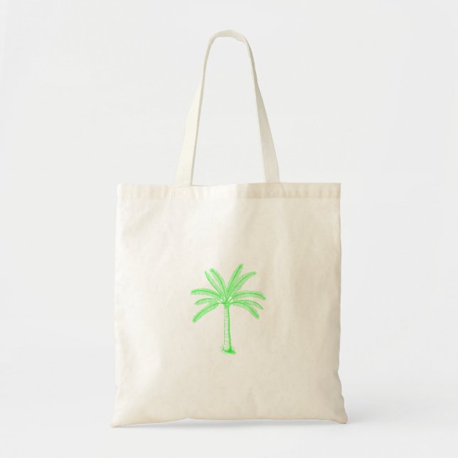 Palm Tree Sketch Green Tote Bag (Front)