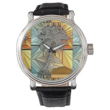 Palm Tree Stained Glass Style Watch
