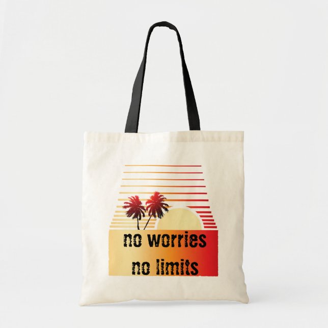 Palm Tree Stylized Sunset Beach Tropical Tote Bag (Front)