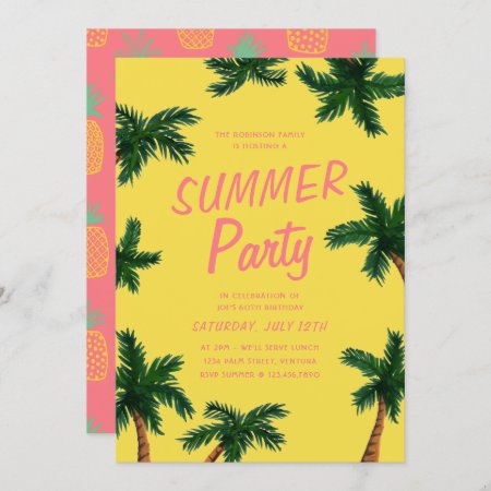 Palm Tree Summer Party Invitation