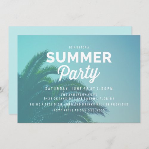 Palm Tree Summer Party Invitations