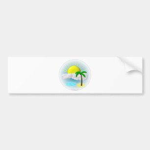 Palm Tree, Sun and Beach Bumper Sticker