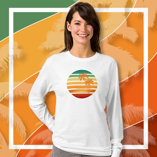 Palm Tree Sun Long Sleeve  T_Shirt