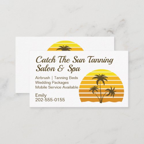 Palm Tree Sun Tanning Spray Tan Business Card