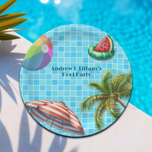 Palm Tree Sun Umbrella Beach Ball Pool Party Paper Plates