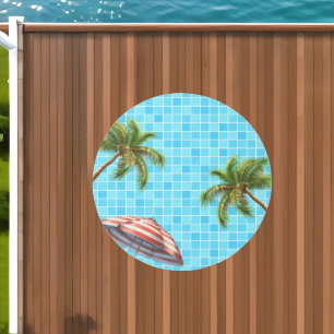 Palm Tree Sun Umbrella Pool Party Outdoor Rug