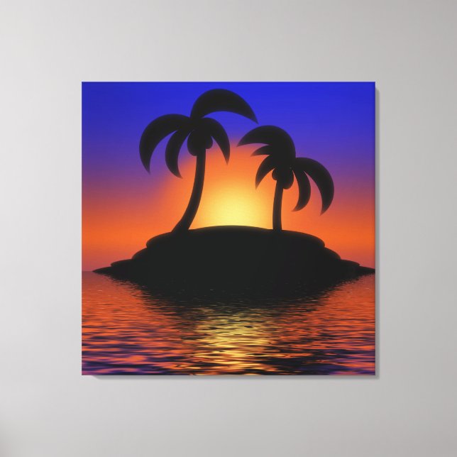 Palm Tree Sunrise Canvas Print (Front)