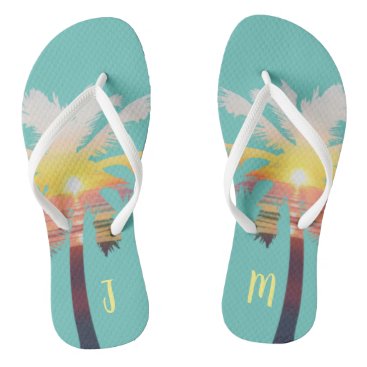 Palm Tree Sunrise Personalized Flip Flops Palm Tree Sunrise Personalized Flip Flops