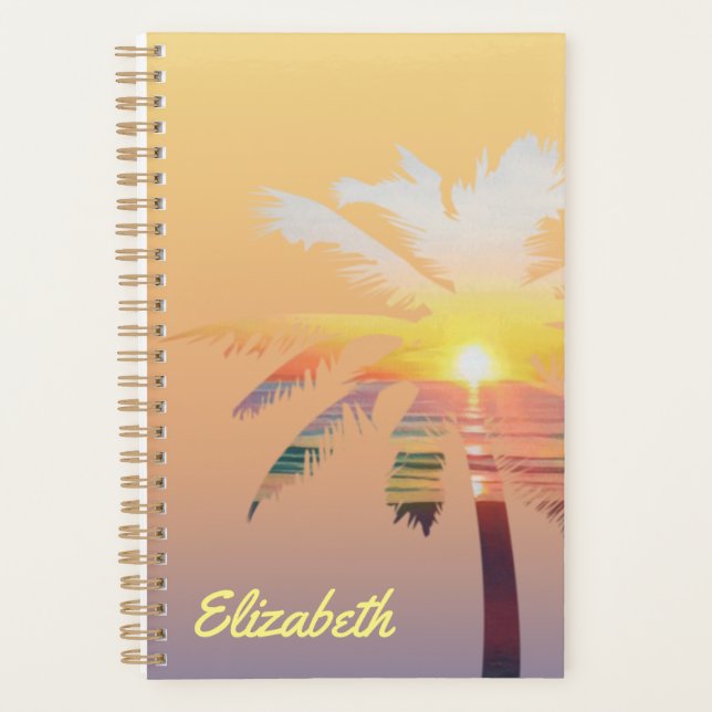 Palm Tree Sunrise Personalized Planner (Front)