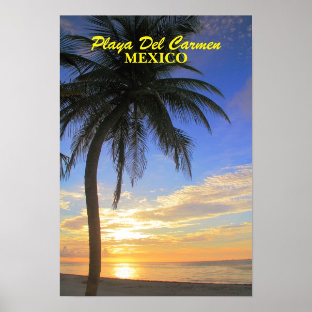 Palm Tree Sunrise Playa Del Carmen Mexico Poster (Front)