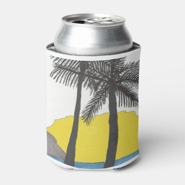 Palm Tree Sunrise Silhouette Can Cooler (Can Front)