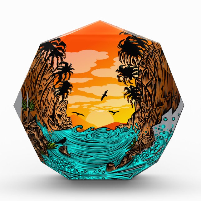 Palm Tree Sunset Acrylic Award (Front)