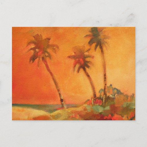 Palm Tree Sunset Beach Dunes Postcard