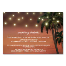 Palm Tree Sunset Beach Reception + Hotel Cards