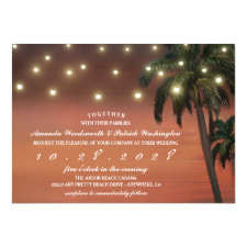 Palm Tree Sunset Beach Wedding Invitations