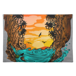 Palm Tree Sunset Cloth Placemat