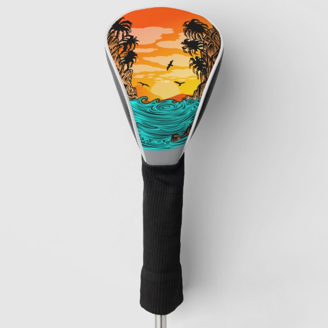 Palm Tree Sunset Golf Head Cover (Front)