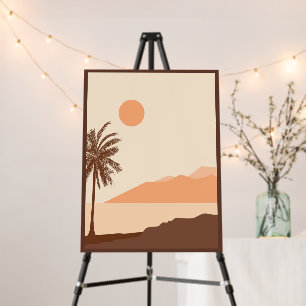 Palm Tree Sunset, Island, Boho Abstract Art Foam Board