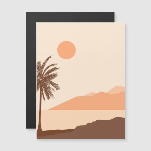 Palm Tree Sunset, Island, Boho Abstract Art Magnetic Invitation