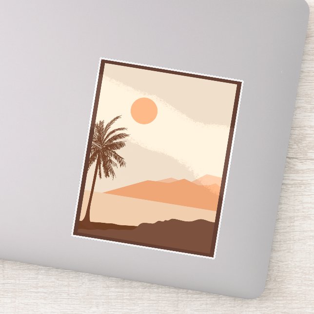 Palm Tree Sunset, Island, Boho Abstract Art Sticker (Detail)