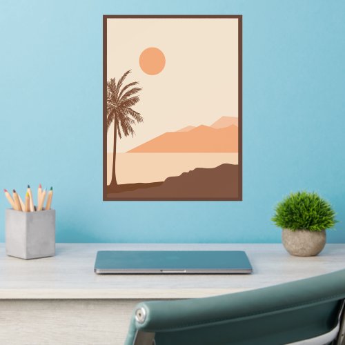 Palm Tree Sunset, Island, Boho Abstract Art Wall Decal