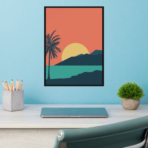 Palm Tree Sunset, Island, Boho Abstract Art Wall Decal