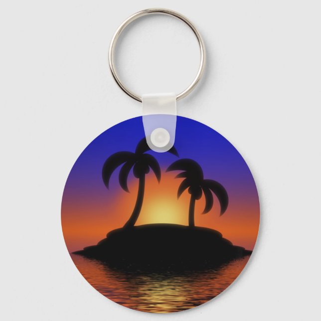 Palm Tree Sunset Keychain (Front)