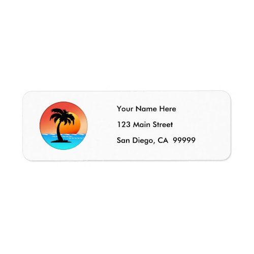 Palm Tree Sunset Label