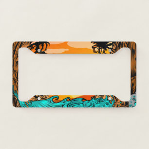 Palm Tree Sunset License Plate Frame