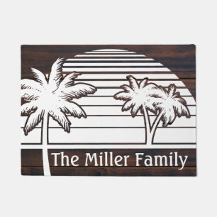 Palm Tree Sunset Nautical Beach House Doormat