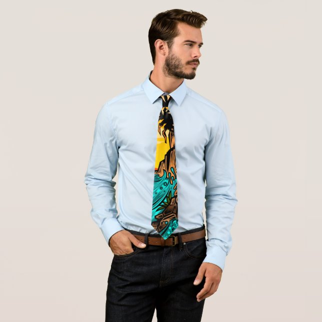 Palm Tree Sunset Neck Tie (In Situ)