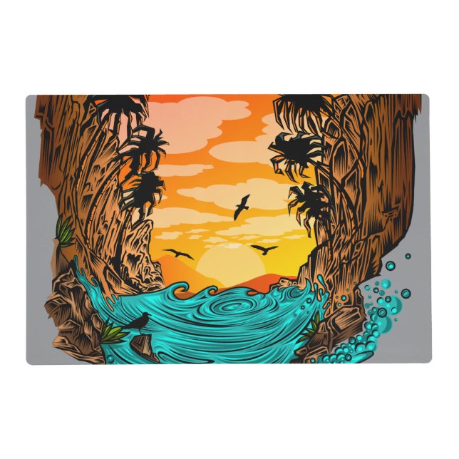 Palm Tree Sunset Placemat (Front)