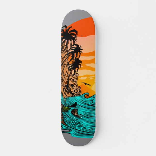 Palm Tree Sunset Skateboard (Front)