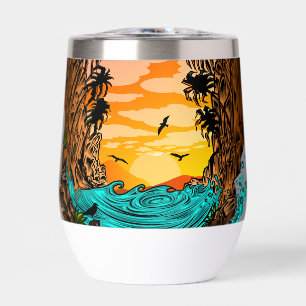 Palm Tree Sunset Thermal Wine Tumbler