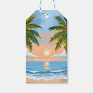 Palm Tree Sunset | Tropical Beach Wedding Gift Tags