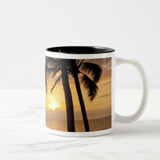 Palm tree sunset Two-Tone coffee mug (Right)