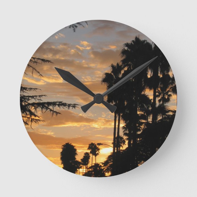 Palm Tree Sunset Wall Clock (Front)