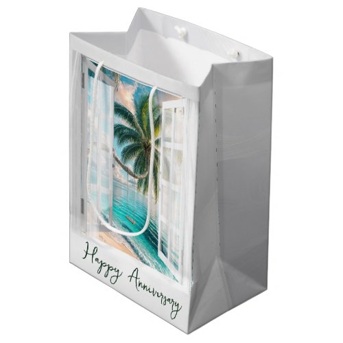 Palm Tree Swing In Window for Anniversary Medium Gift Bag