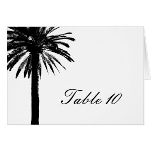 Palm tree table number cards for wedding reception