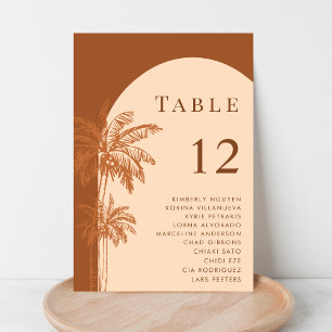 Palm Tree Terracotta Cream Boho Seating Chart  Table Number