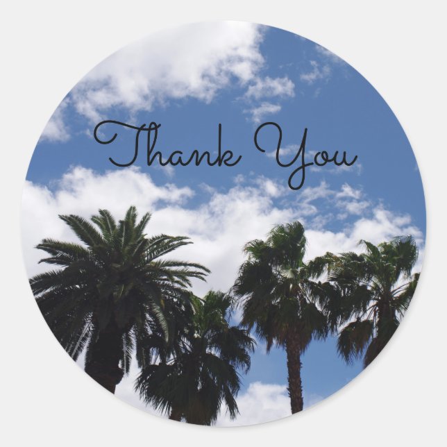 Palm Tree Thank You Classic Round Sticker (Front)