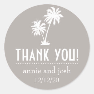 Palm Tree Thank You Labels (Sand Taupe Gray)
